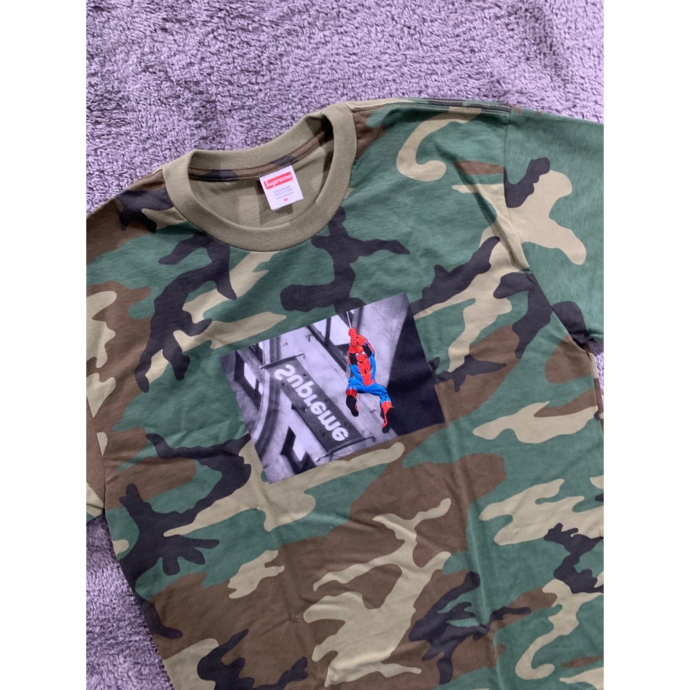 Supreme Spider-Man Camo Tee Woodland Graphic T-Shirt Mens Medium